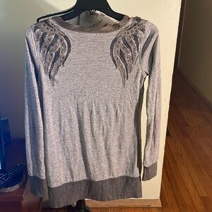 Miss Me Wing Embellished Button Down Sweater Cardigan